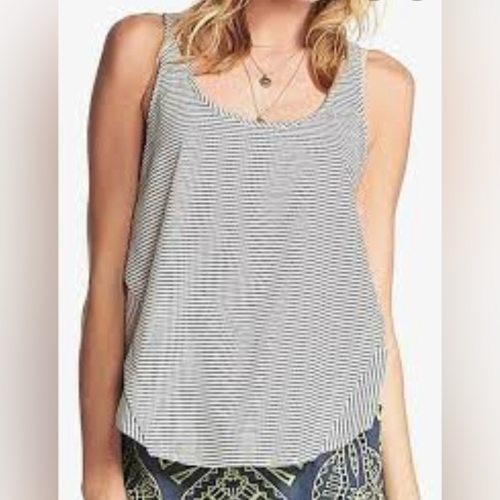 New Tart Collections Pinstripe Hi Lo Flowy Light Tank T6559A231 Black White XS